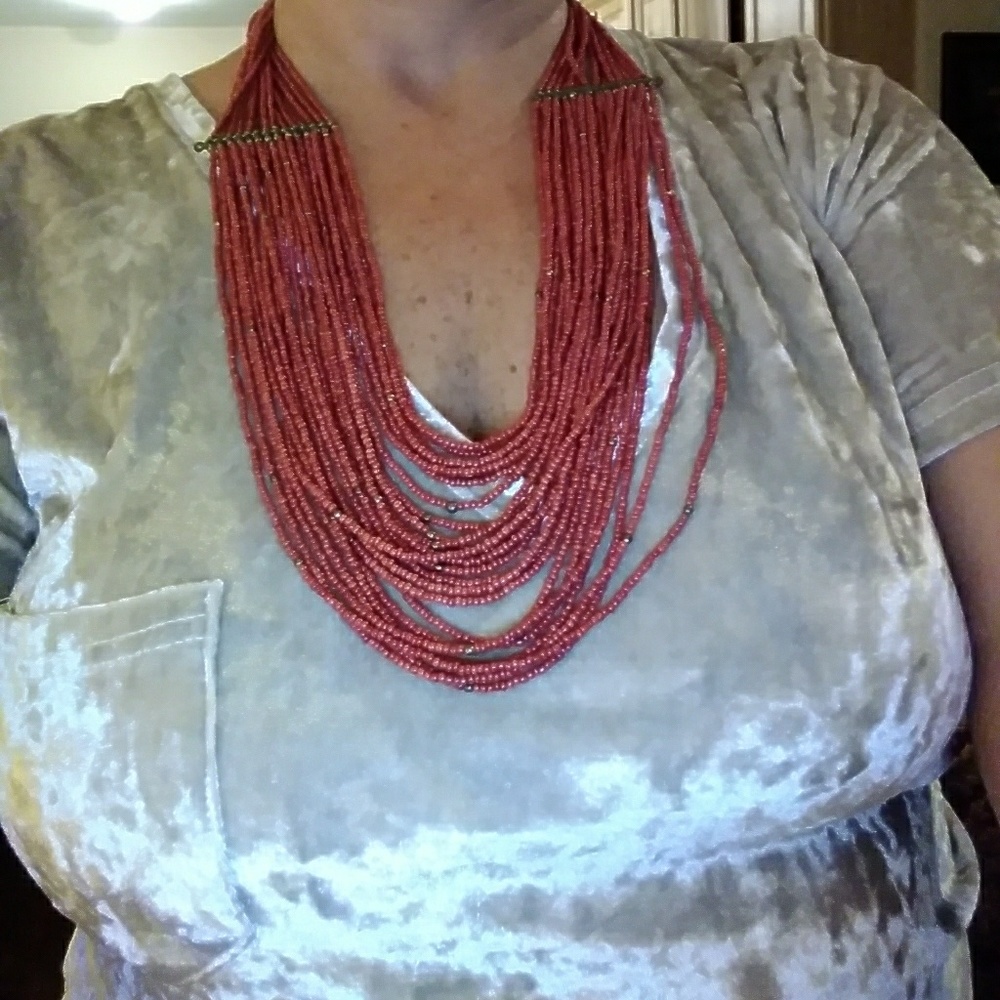 BOHO beaded necklace,  this is dark orange